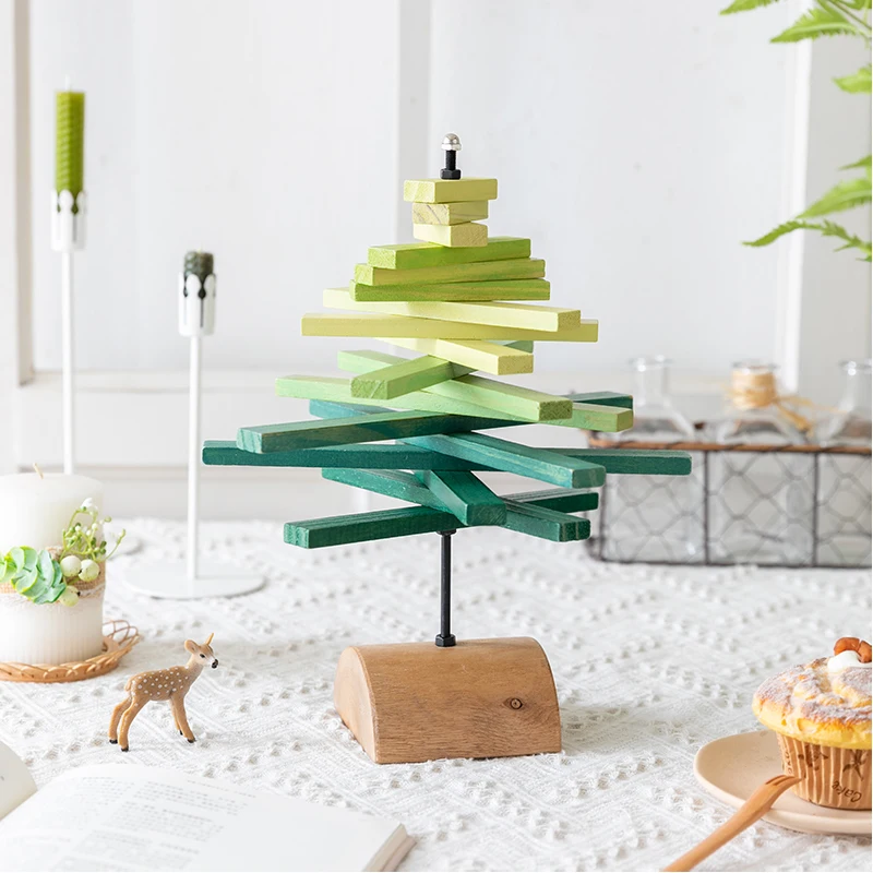 

Nordic Style Tree Shape Ornaments Wood Craft Creative Office Home Decorations TV Cabinet Table Miniatures Holiday Gift
