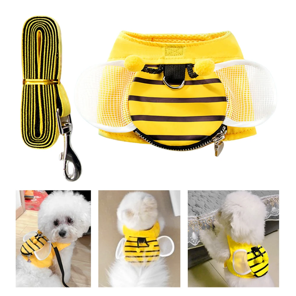 

Dog Vest Rope Collar Cute Dog Leash Cartoon Bee Puppy Harness Pet Collar S/M/L/XL Small Dog Collar For Pet Accessories