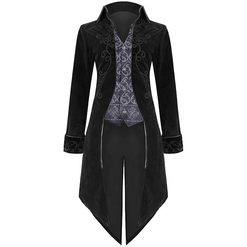 MJARTORIA,, модное мужское пальто, ласточкин хвост, сценическая длинная куртка, готический стиль, мужская стимпанк, с отворотом, Униформа, верхняя одежда, пальто