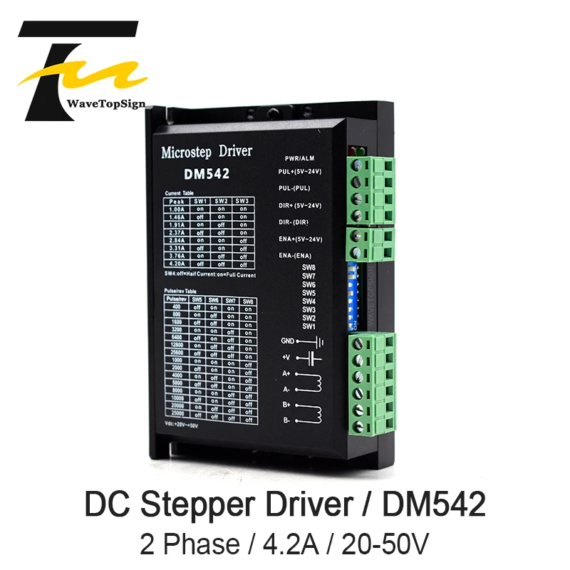 WaveTopSign Драйвер шагового двигателя DM542 Напряжение 20 50VDC ток 1 0 4.2A для 57 86 серии 2 фазы