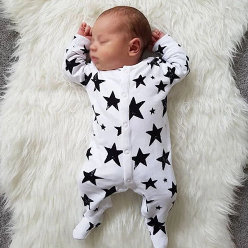 

Newborn Baby Boys Girls Romper Star Printed Long Sleeve Winter Cotton Romper Kid Jumpsuit Playsuit Outfits Clothing
