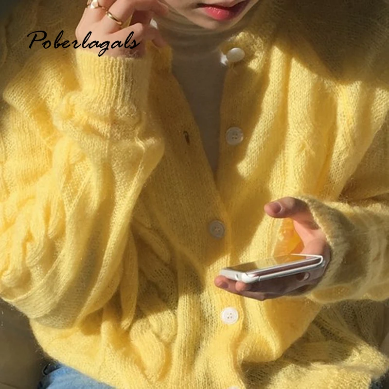 Осенне-зимние вязаные винтажные свитеры женские кардиганы 2019 корейские свитера