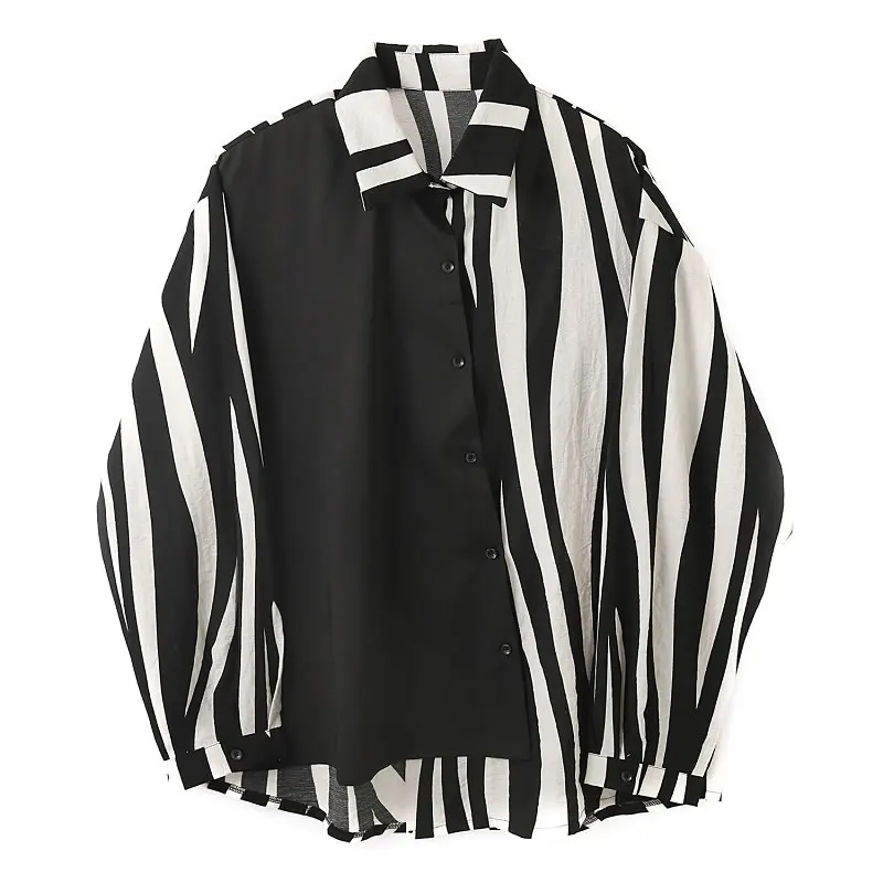 

XITAO Patchwork Striped Irregular Shirt Women 2020 Winter Casual Fashion New Style Temperament All Match Women Clothes ZY2070
