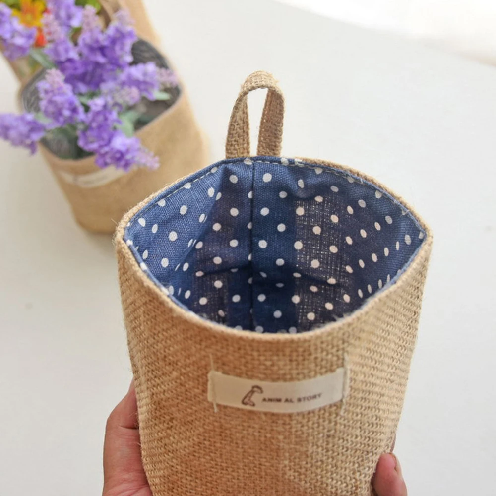 Джутовая настенная многофункциональная корзина для хранения подвесная сумка
