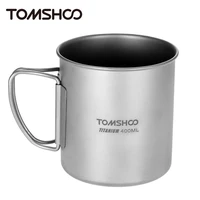 tomshoo 400ml titanium cup outdoor portable camping picnic water cup mug with foldable handle