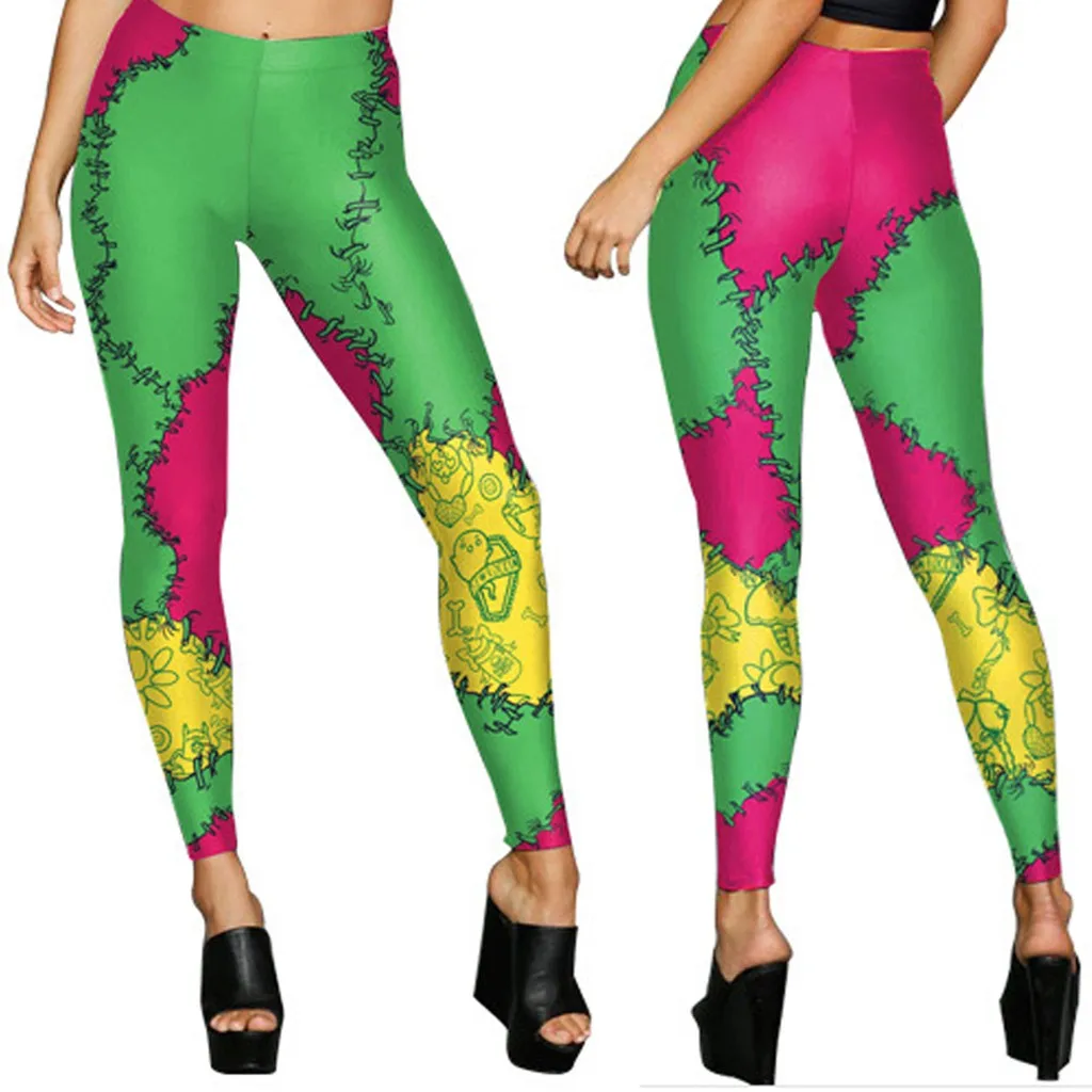 Женские леггинсы осень новая мода Хэллоуин Печать облегающие брюки 2019
