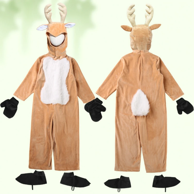

Kids Girls Christmas Elk Reindeer Animal Cosplay Jumpsuit Antlers Hat Children Halloween Role Pretend Play Costume Party Outfits