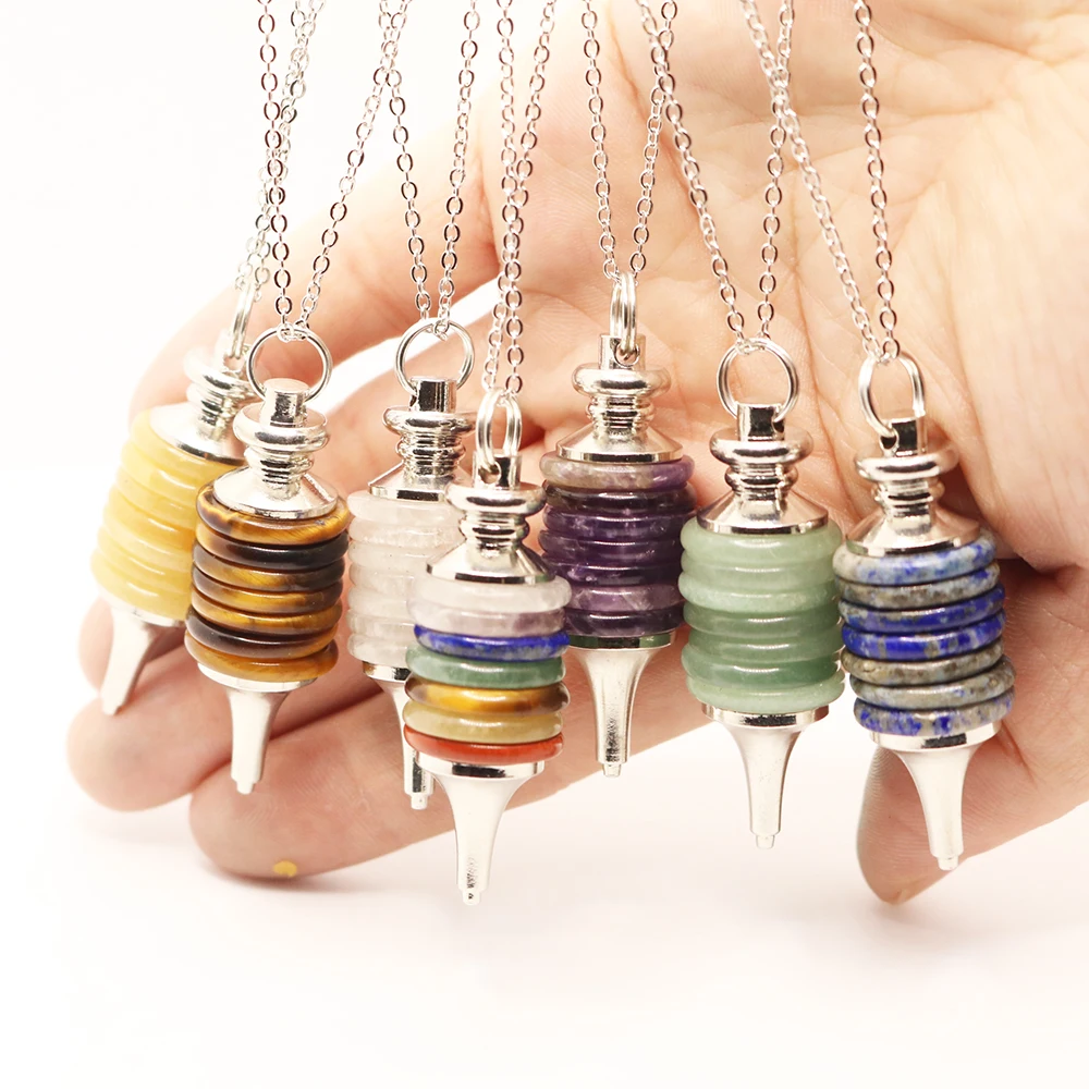 

Exquisite Natural Stone Necklace Splice Colorful Crystal Semi Gem Slice Necklace Unisex Elegant Natural Crystal Pendant Necklace