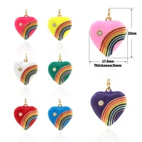 rainbow enamel love heart pendant retro rainbow cz heart pendant suitable for jewelry making supplies accessories enamel charm