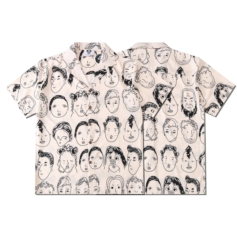 

Street Couple Half Sleeve Portrait Digital Printed Lapel Short Sleeve Shirt