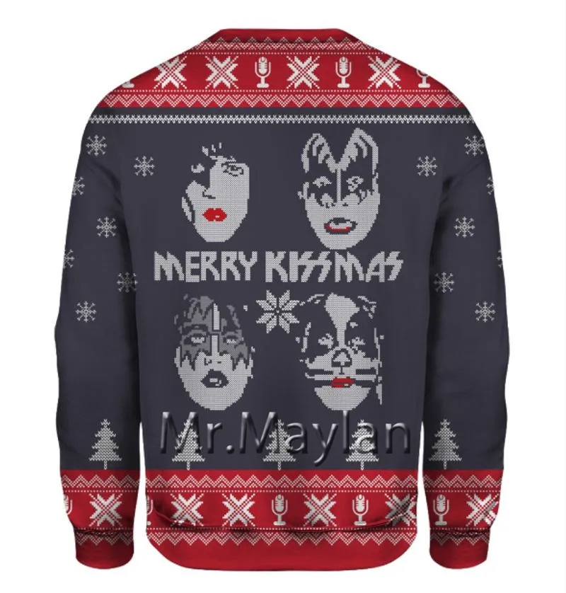 Рождественский рок группы &quotKiss" н 3D куртка с принтом для мужчин/женщин Harajuku капюшоном унисекс