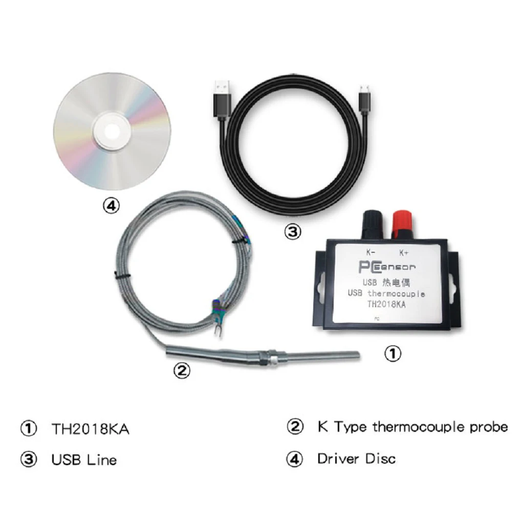 

USB Thermocouple Thermometer With K Type Thermocouple Probe 0-1024