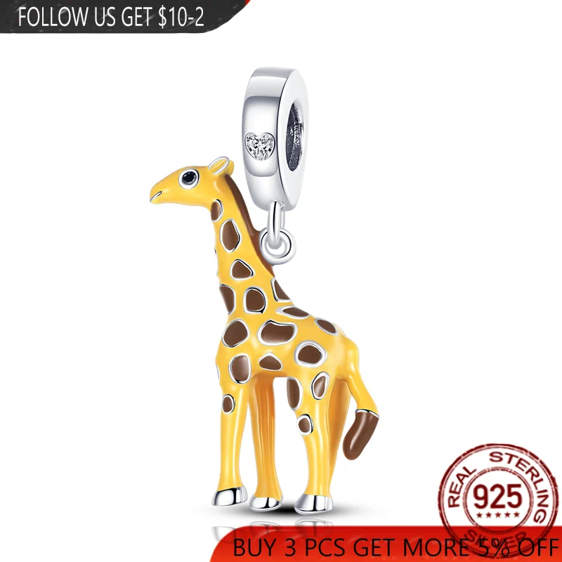 

2021 NEW Stylish giraffe Charms Beads Fit Original Pandora Bracelet Bangle 925 Sterling Silver Making DIY Women Jewelry Gift