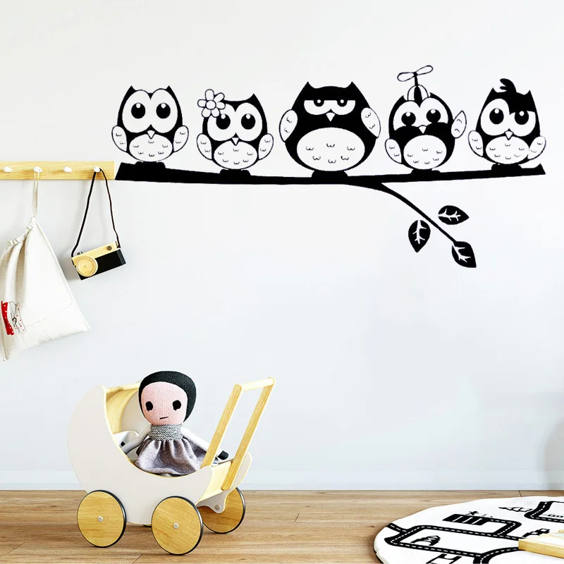 

Kids Room Wall Sticker Lovely Owls Vinyl Decal Tree Branch Cute Birds Nursery Mural Interesting Home Decoration Happy O231