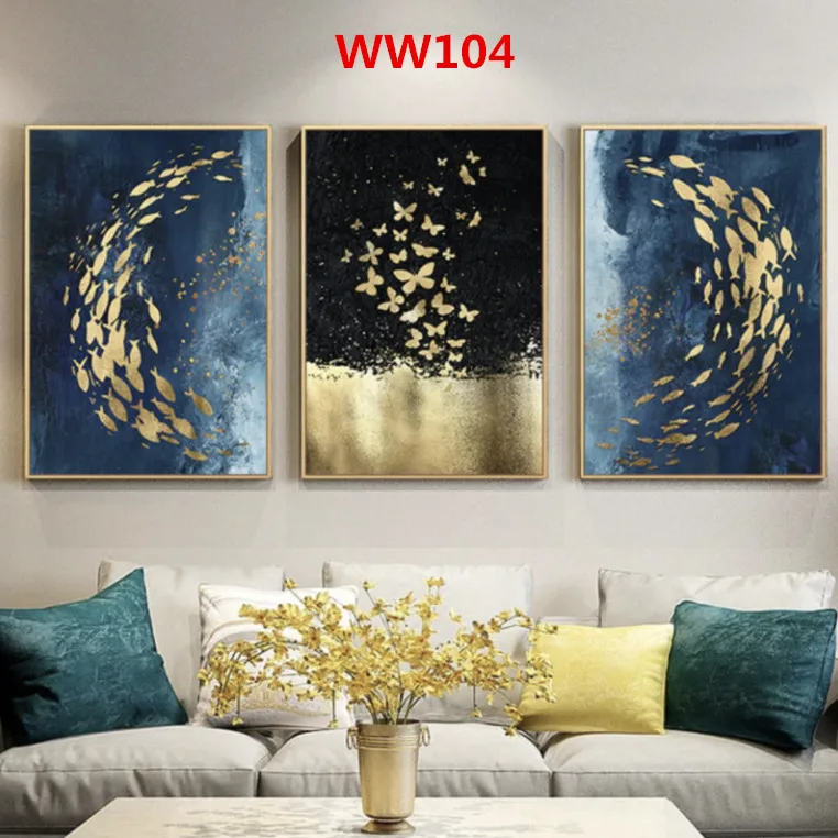 WW104 рамка холст Золотая Рыба Настенная картина Абстрактные постеры для гостиной