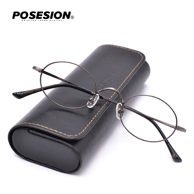

Posesion Vintage Round Metal Prescription Eyeglasses Frame Men Retro Oval Ultralight Myopia Optical Glasses Frame Women only 11g