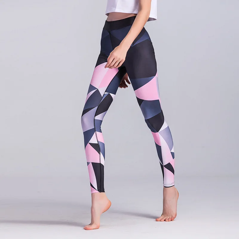 Женские клетчатые леггинсы для фитнеса с цифровым принтом штаны тренировок