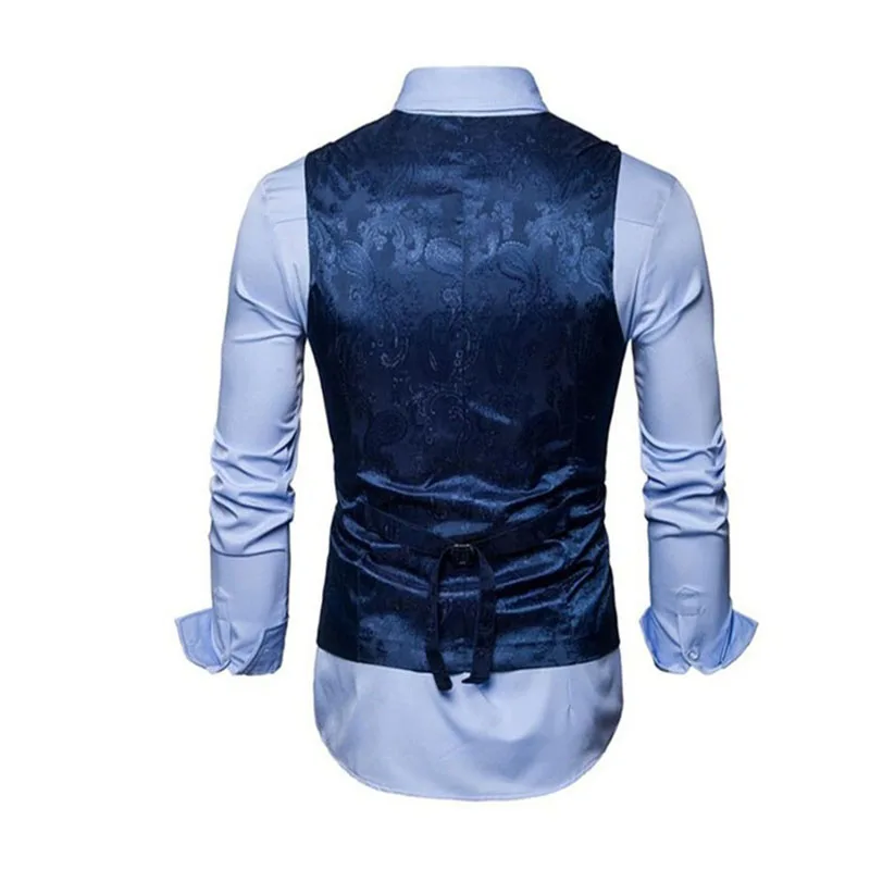 Hemiks Мужской приталенный пиджак без рукавов с v-образным вырезом 3D Пейсли блузки