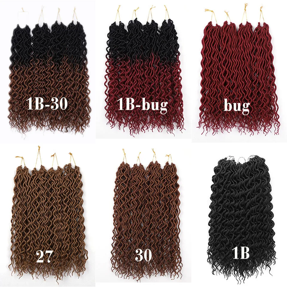 

Doris beauty Goddess Faux Locs Curly Crochet Braids Hair 24Roots 18Inch Ombre Synthetic Dreadlocks Hair Extensions For Women