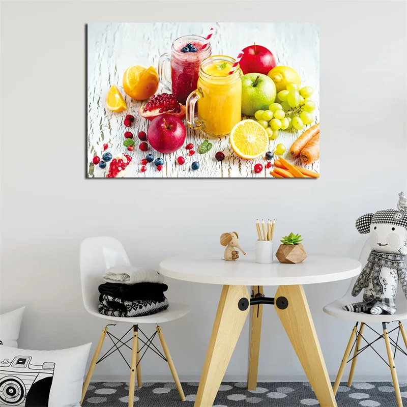 Настенный плакат и печать на холсте с изображением ягод овощей свежих соков