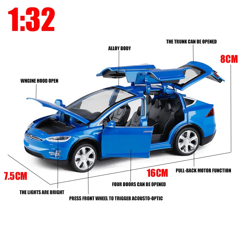 1:32 Tesla Model X высококлассная модель автомобиля из сплава детские игрушки
