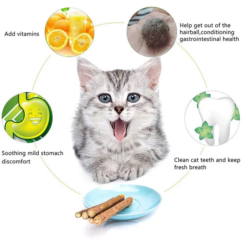 15pcs Cat Catnip Sticks Natural Silvervine Cleaning Teeth Molar Tools Kitty Chew Toy Mouse | Дом и сад