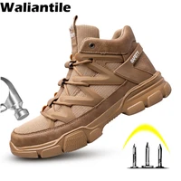 waliantile newest safety boots work shoes for men anti smashing steel toe cap working boots puncture proof indestructible shoes