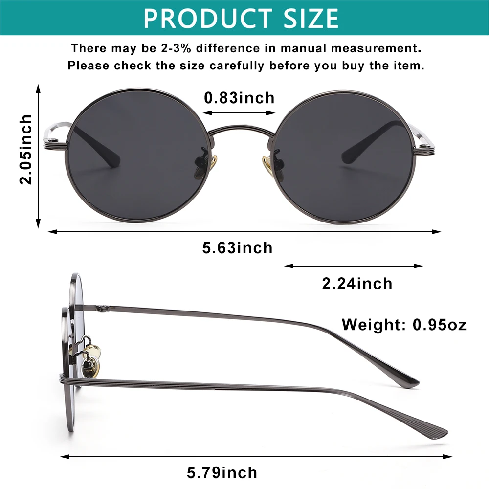 

1PC Vintage Round Sunglasses For Men Women Punk Style Metal Frame Sun Glasses Circle Glasses UV Protection Eyewear Driving