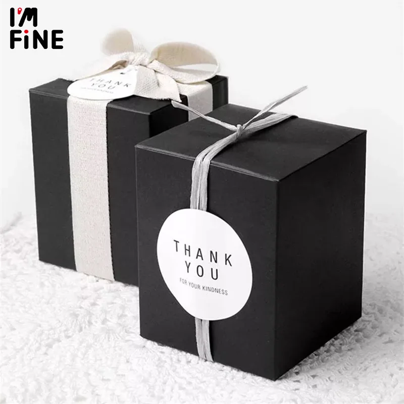 

50pcs 5*5*5cm/6*6*6cm /7*7*7cm/8*8*8cm/9*9*9cm/10*10*10cm Black/White/Kraft Paper Square Candy Box Wedding Party Favor Gift Box