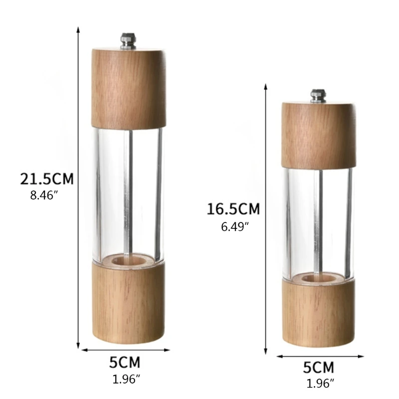 2 Pieces Pepper Grinders Oak and Acrylic Material Manual Grinder & Salt Mills Kitchen Gadgets | Дом и сад