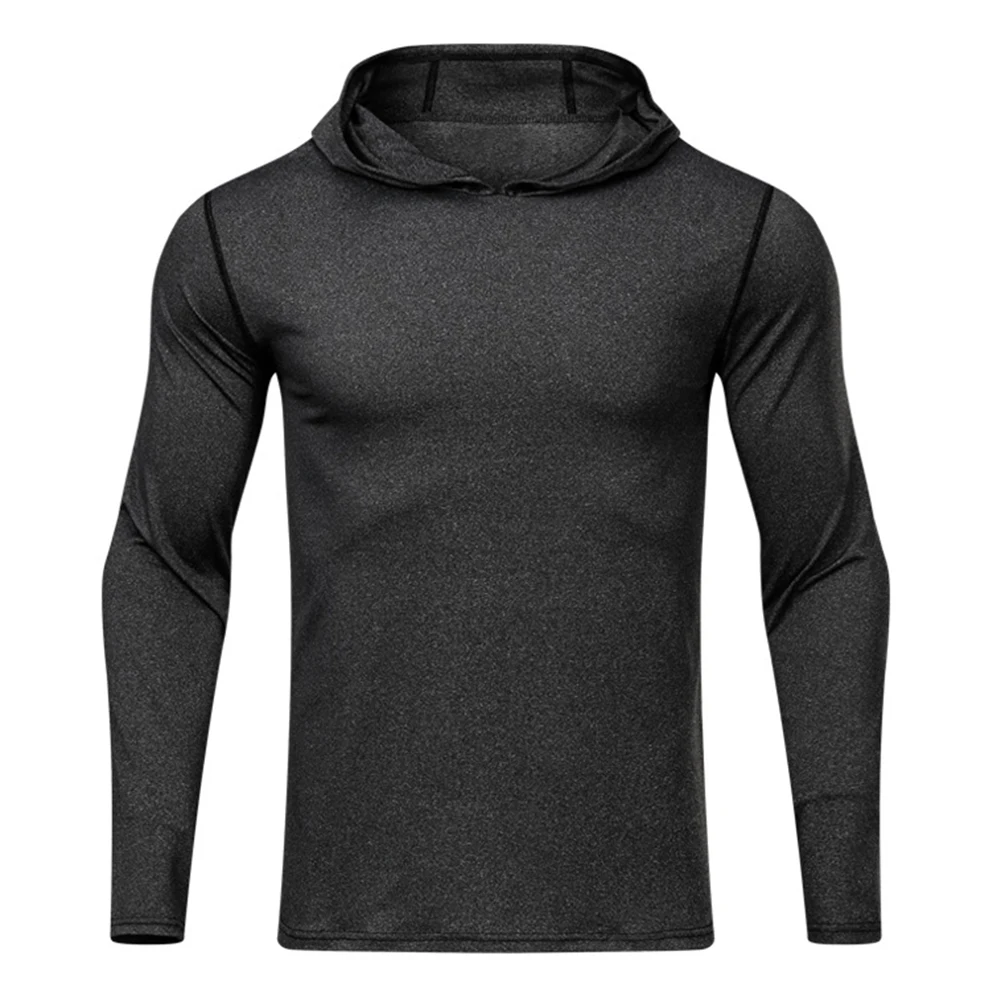 

Allthemen Men's Quick Drying Sports T-shirt Hooded Long Sleeve Running Sports Shirt Tops Casual Gym T-shirt Male Sportswear