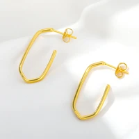 2021 trend gold color earrings for women ellipse geometric drop statement stainless steel earring fashion party jewelry gift