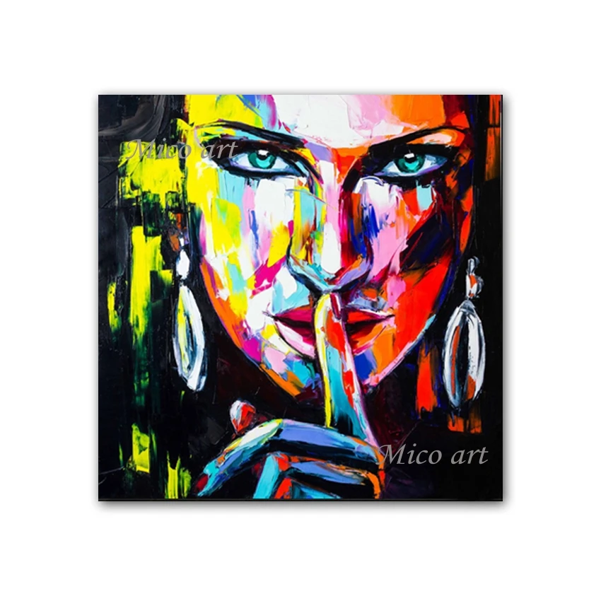 

100% Hand painted Sexy Woman Portrait Face Oil Painting Canvas Wall Decor Artwork Paintings Wall Art Living Room Decoration