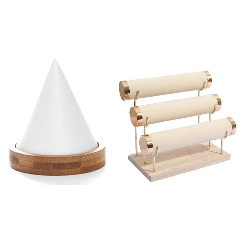 

Деревянный подошва золотистого цвета 3-Слои часы стеллаж для хранения, ванная комната, браслет Бежевый & ювелирные изделия браслет Дисплей с...