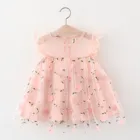 Одежда для малышей, платья для девочек с вышитыми цветами; Платье с фатиновой юбкой и цветочным мотивом, Одежда для пляжа, Летнее Повседневное платье Vestidos De Verano