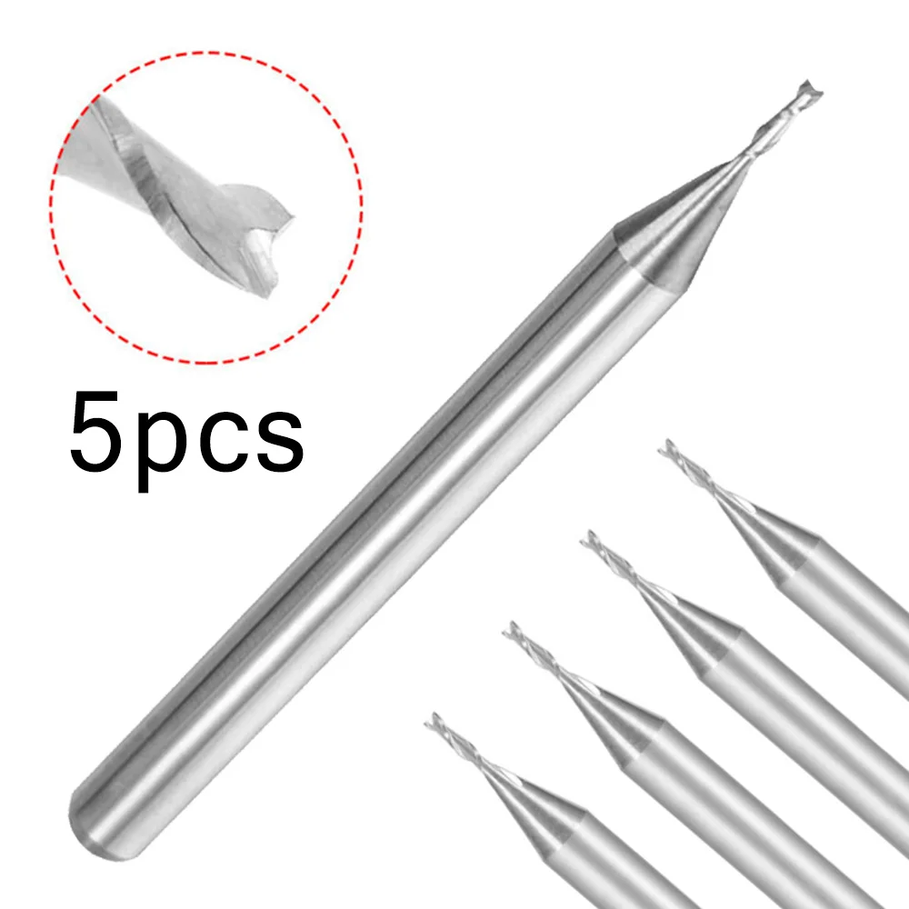 

5pcs /set 1/8Inch Shank Carbide End Mill Cutter CNC Router Bits 2-Flute 0.8mm X 3mm Mill Cutter New