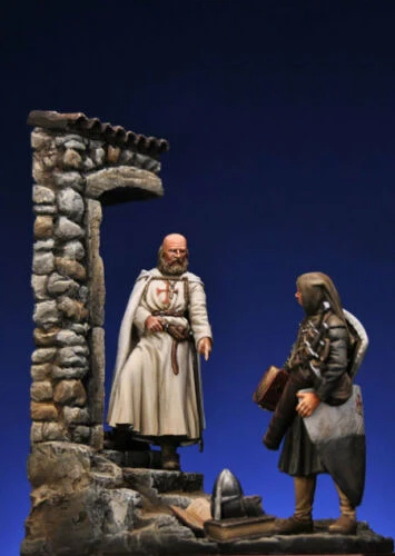 Новинка 1/32 54 мм старинный темплар с слугой (с основанием) фигурка из смолы