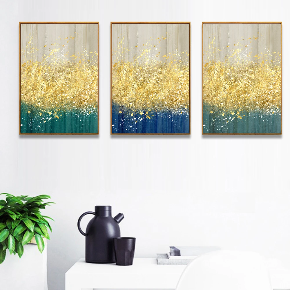 

Modern Abstract Golden Picture Wall Art Poster Modern Style Canvas Print Painting Art Aisle Living Room Unique Decoration