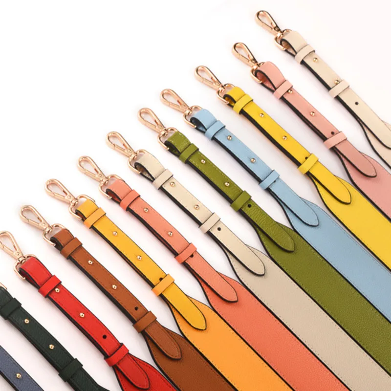 

New Head Leather Split Double Side Wide Shoulder Strap Versatile Adjustable Replacement Bag Strap Litchi Stripe Many Colors