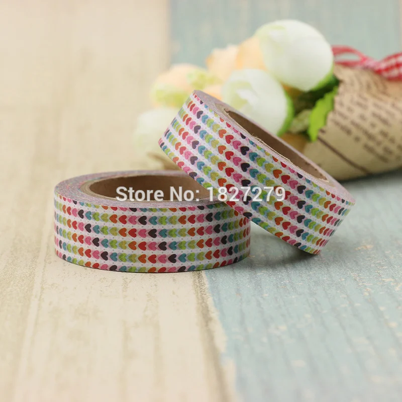 

1PC 15mm*10m Washi Tape Heart Japanese Kawaii Scrapbooking Tools Masking Tape Christmas Photo Album Diy Decorative Tapes