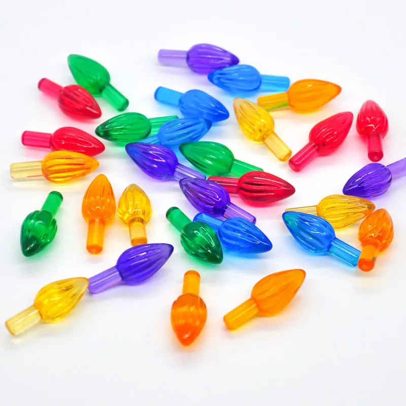 

100PCS Plastic Lites For Ceramic Christmas Trees Medium Twist Light Ornaments Small Flame ShapeMulti Colors