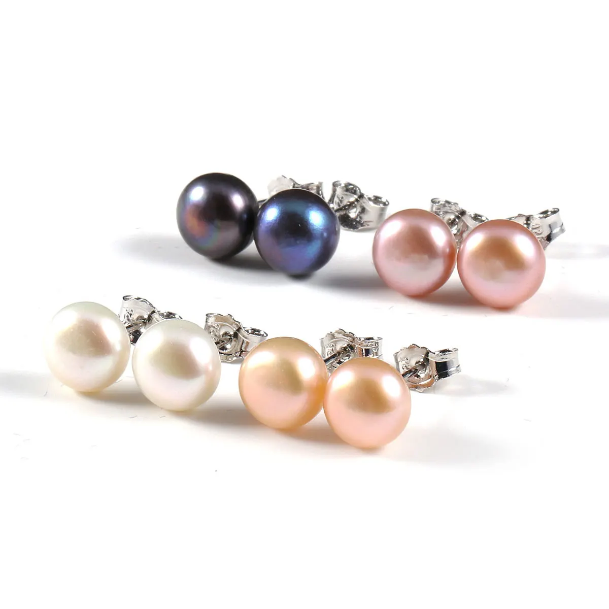 

100% Natural Pearl Stud Earrings Genuine Natural Freshwater Pearls Earring Exquisite Jewelry Gifts for Women 4 Colors Wholesale