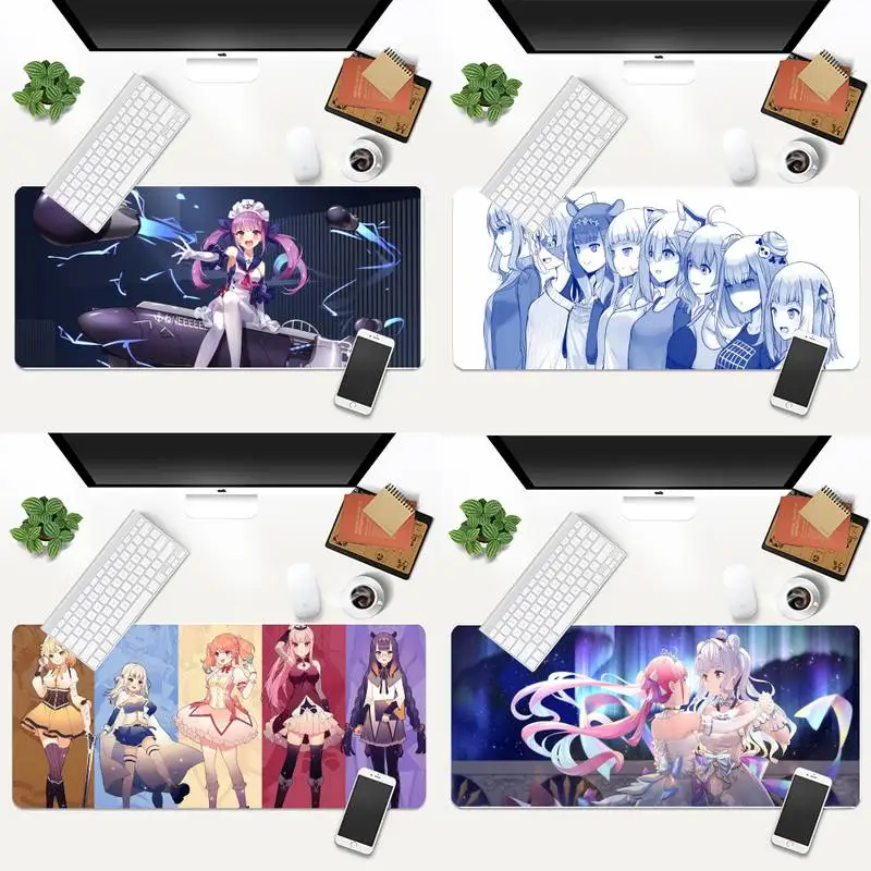 

Hololive Girl Natural Rubber Gaming mousepad Desk Mat Animation XL Large Gamer Keyboard PC Desk Mat Takuo Tablet Mousepads