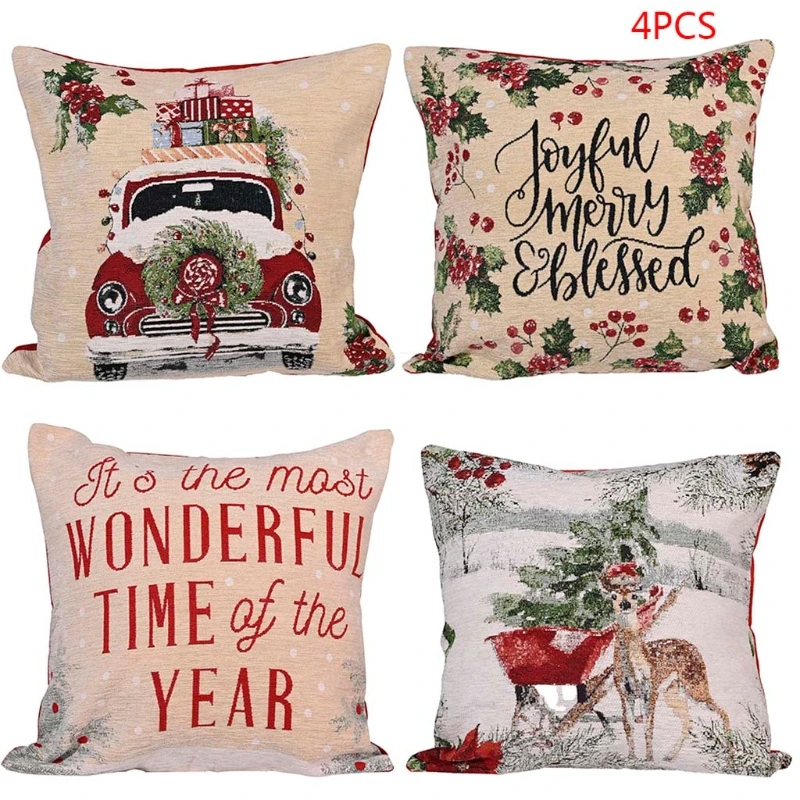 Для волос (4 предмета) Рождество накидка для подушки льняная Подушка диванная