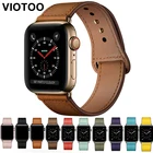 Ремешок из натуральной кожи для Apple Watch, черный кожаный браслет для iwatch 38 мм 42 мм, iwatch 40 мм 44 мм