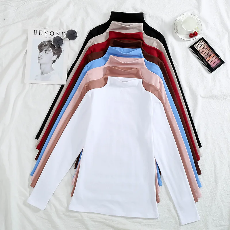 2020 Women's Sweater Tops Autumn Winter Long Sleeve Turtleneck Pullover Jumper Lady Solid Color Clothing WDC4087 | Женская одежда
