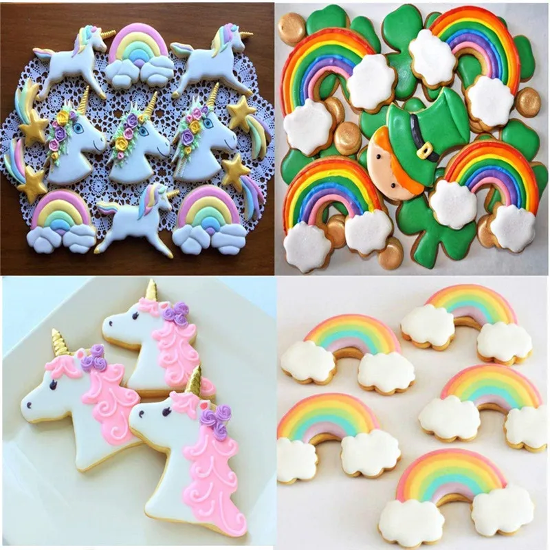 New 3 pcs/set stainless steel cookie mold unicorn and auspicious clouds cookie cake mold baking tool DIY cookie mold
