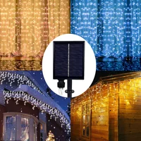 Christmas Outdoor Solar Garden Icicle Fairy LED String Lights 8Mode Remote Waterproof Fence Lamp Droop 0.5m 0.6M 0.7M 1M 2M 3M