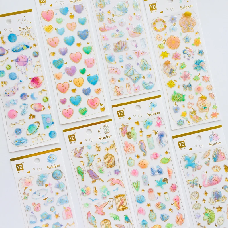 1 лист декоративных наклеек с кристаллами в виде сердца звездного неба