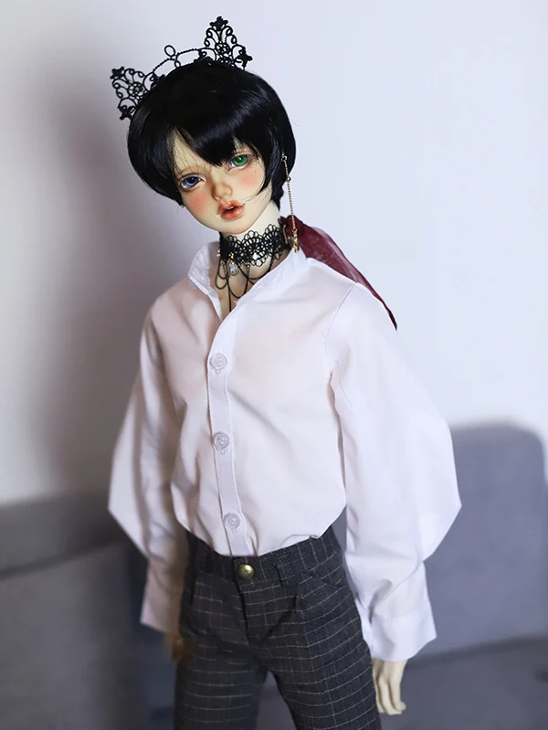 Белая рубашка с воротником стойкой и рукавами фонариками для 1/3 1/4 SD17 Uncle BJD